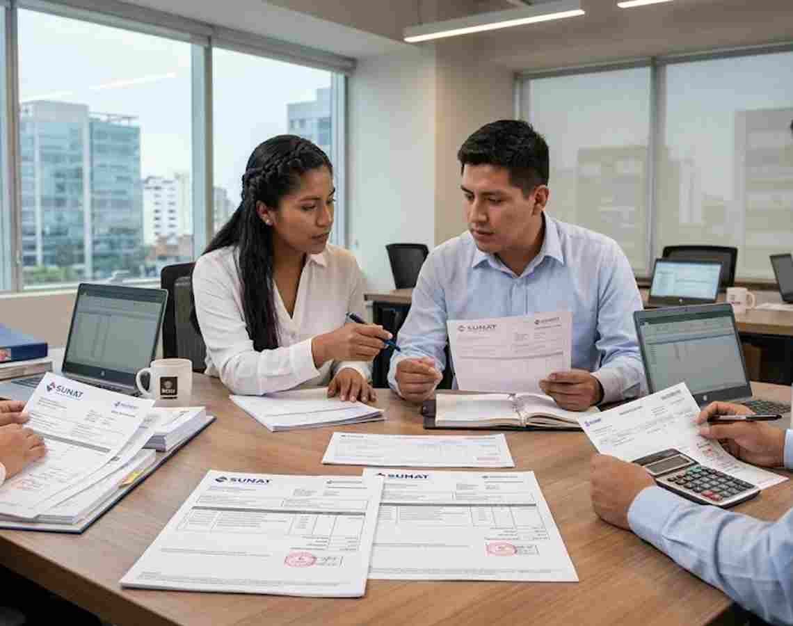 Equipo de consultoría contable y legal planificando estrategias empresariales