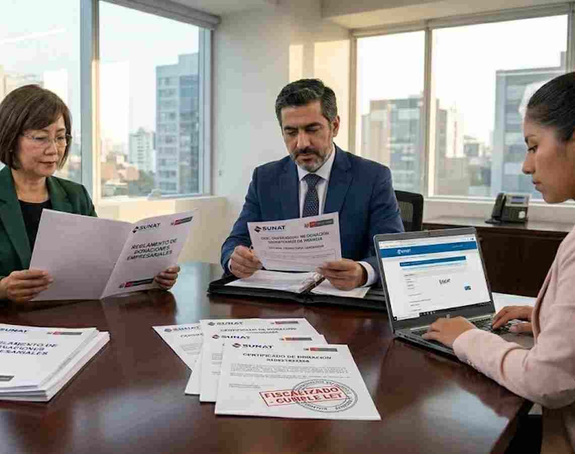 Especialistas en fiscalización de SUNAT analizando la normativa vigente